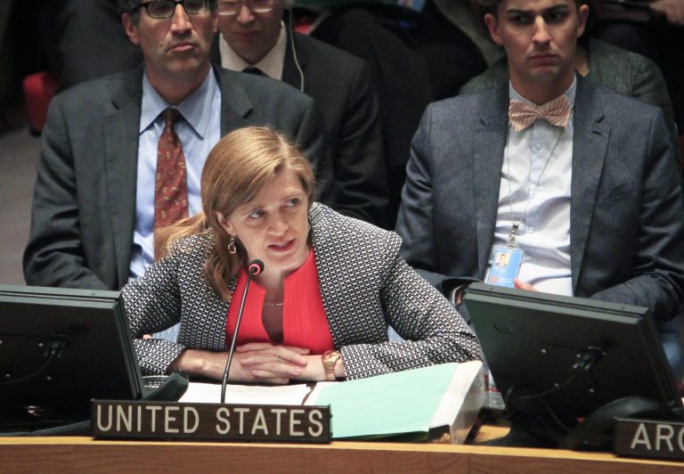 U.S. Ambassador to the United Nations Samantha Power took direct aim at Russian President Vladimir Putin in her fiery remarks to the U.N. (AP Photo/Bebeto Matthews)
