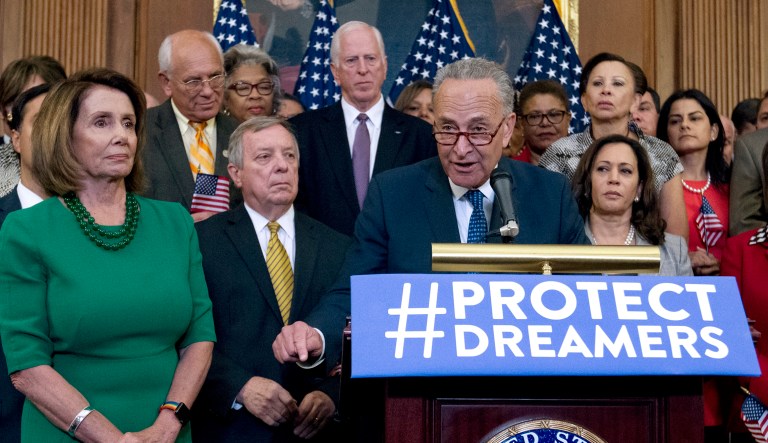 The Democrats' real position is one in which they're saying it is legitimate for Obama to have acted unilaterally to create DACA but that Trump doesn't have the same power to rescind it. (AP Photo/Jose Luis Magana)