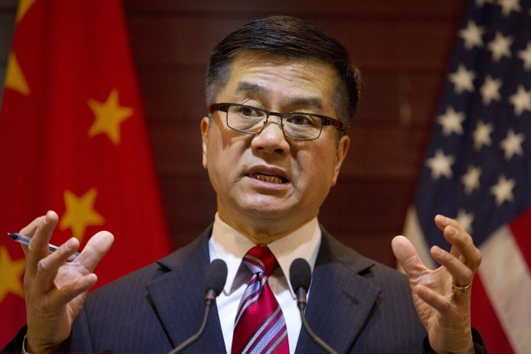 Outgoing U.S. ambassador to China, Gary Locke gestures as he speaks during a farewell press conference held at the U.S. Embassy in Beijing, China, Thursday, Feb. 27, 2014. Locke was the first Chinese-American ambassador to Beijing and presided over huge growth in economic ties and rise in Chinese visitors to the U.S. as well as a pair of major incidents that had threatened ties between the nations. (AP Photo/Ng Han Guan, Pool)