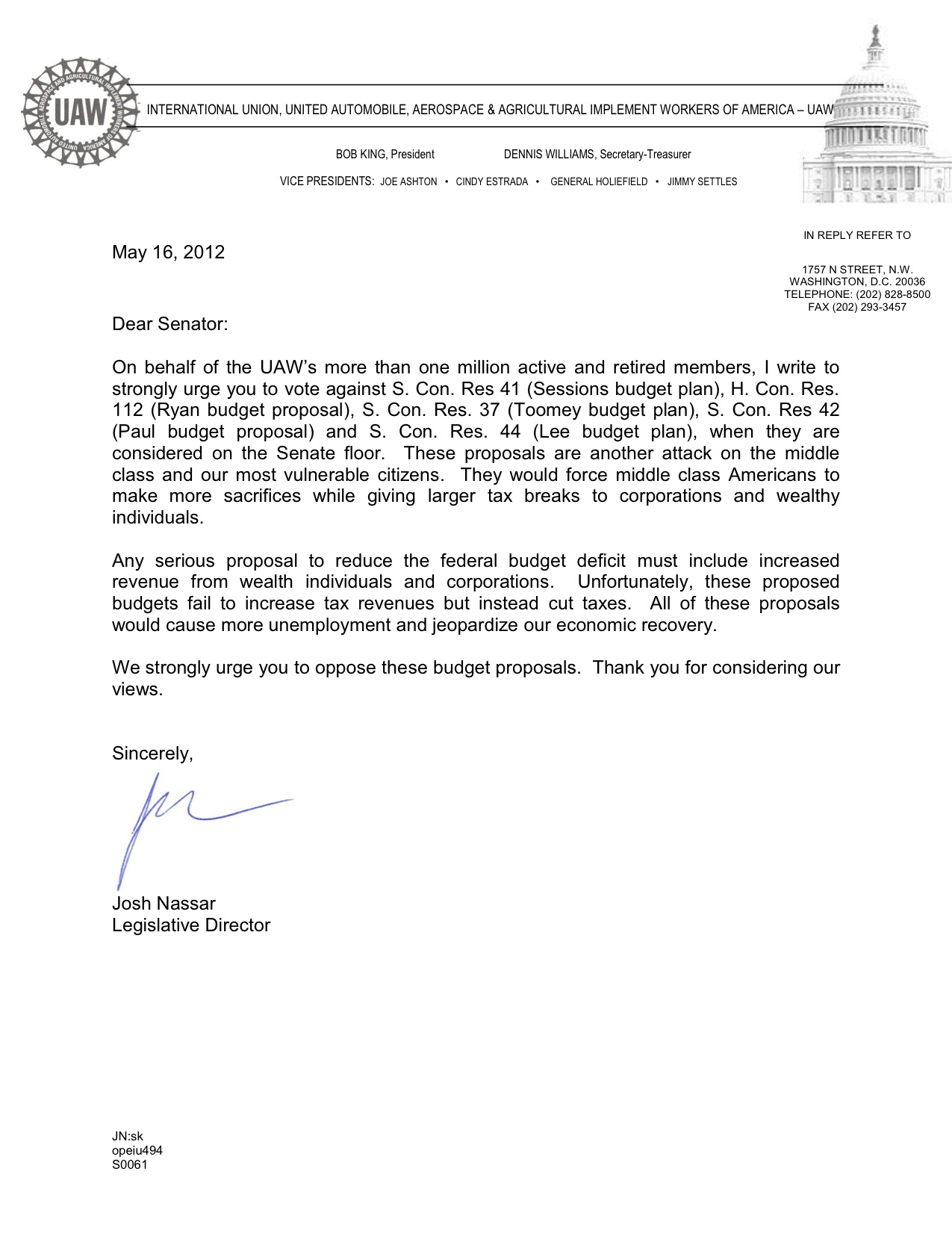 Auto Workers Union Opposes Obama’s Budget