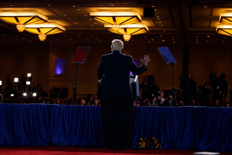 Law and order was a big theme of CPAC this week. (AP Photo/Evan Vucci)