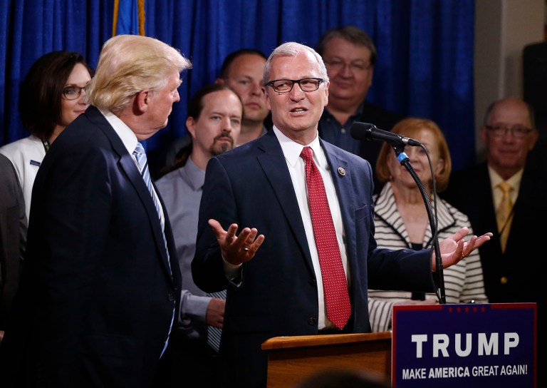 "The goal will be first off to stop the bleeding," said Rep. Kevin Cramer, R-N.D., who has been serving as Donald Trump's confidante on energy policy. (AP Photo/Charles Rex Arbogast)