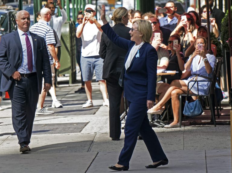 On Sunday, Clinton lost her balance and seemed unresponsive, and had to be ushered into a van before a 9/11 ceremony in New York ended. (AP Photo)