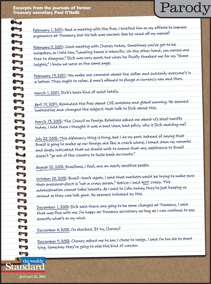 Paul O’Neill’s diary.