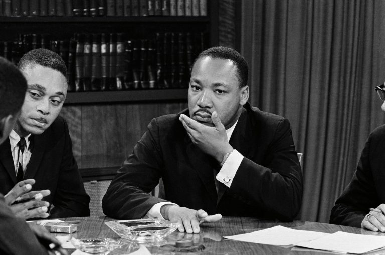 The Rev. Dr. Martin Luther King is shown during appearance on the 