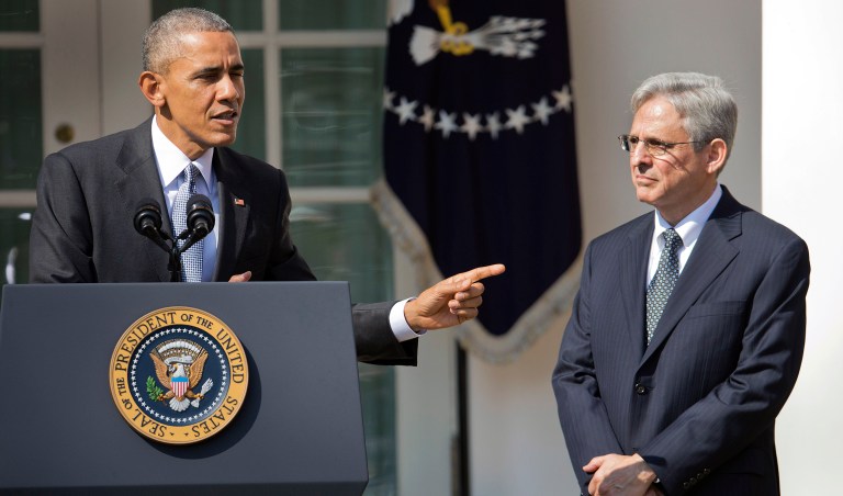 President Obama pointed out that he nominated federal judge Merrick Garland 202 days ago, but Senate Majority Leader Mitch McConnell, R-Ky., has not even scheduled a hearing for him, let alone a confirmation vote. (AP Photo/Pablo Martinez Monsivais)