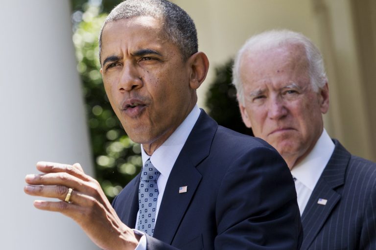 President Barack Obama, accompanied in the Rose Garden Monday by Vice President Joe Biden, said he's done waiting for House Republicans to act on immigration. He says he now plans to act on his own. (AP Photo/Jacquelyn Martin)