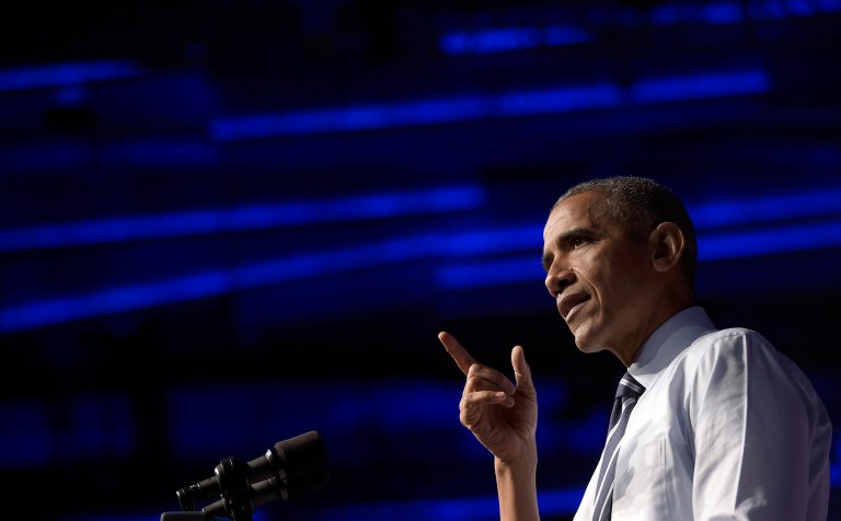 President Obama said he was going to let his wife Michelle's reaction to sexual assault allegations levied at Donald Trump suffice during the Ohio Democratic Party's annual dinner Thursday. (AP Photo/Susan Walsh)