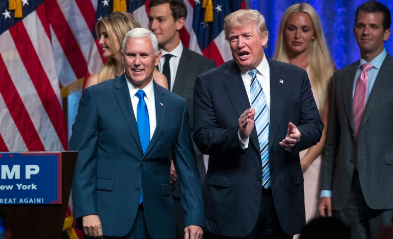 Vice president choice introduced by Trump, who mostly vouched for himself. (AP Photo/Evan Vucci)