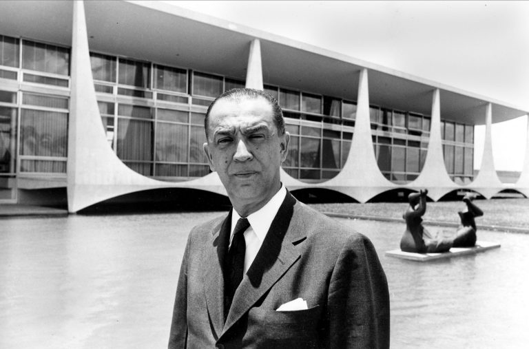 FILE - In this undated 1960 file photo, Brazil President Juscelino Kubitschek poses for a photo in Brasilia, Brazil. Brazil's National Truth Commission said Tuesday April 22, 2014, that its investigation into the 1976 death of former President Kubitschek turned up no evidence to support claims his fatal car accident was the work of the country's then-military regime. (AP Photo, File)