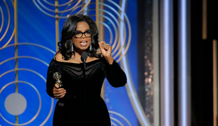 Oprah Winfrey received the Cecil B. DeMille Award at the 75th Annual Golden Globe Awards in Beverly Hills, Calif. (Paul Drinkwater/NBC via AP)