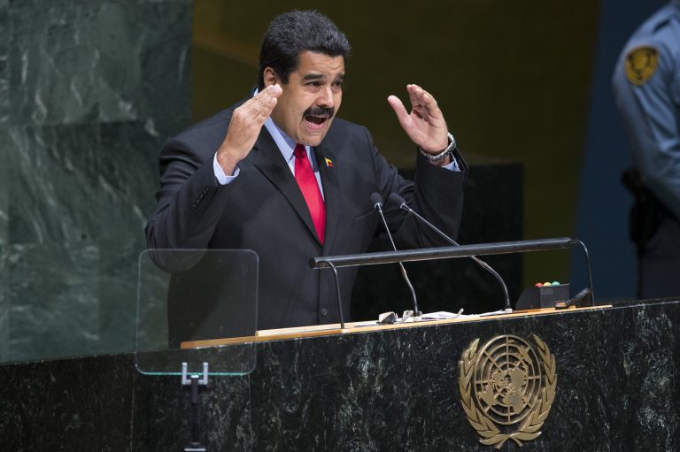 Venezuela's President Nicolas Maduro addresses the 69th session of the United Nations General Assembly, Wednesday, Sept. 24, 2014, at U.N. headquarters. (AP Photo/John Minchillo)