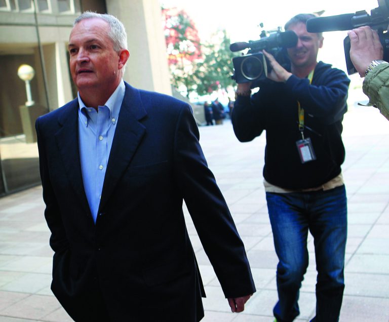 Robert Kaluza, a BP well site leader from the Deepwater Horizon oil rig explosion, enters Federal Court before he is arraigned on manslaughter charges in New Orleans, Wednesday, Nov. 28, 2012. (AP Photo/Gerald Herbert)