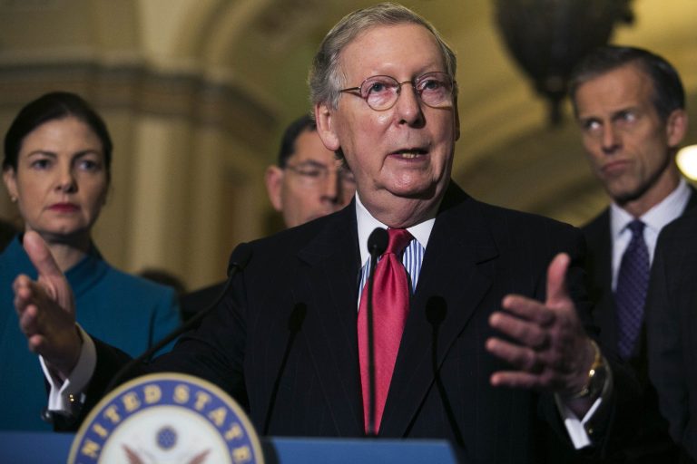 In Friday floor remarks, McConnell said the USA Freedom Act does not mandate that the telecom companies hold onto the information the NSA may eventually seek. (Graeme Jennings/Washington Examiner)