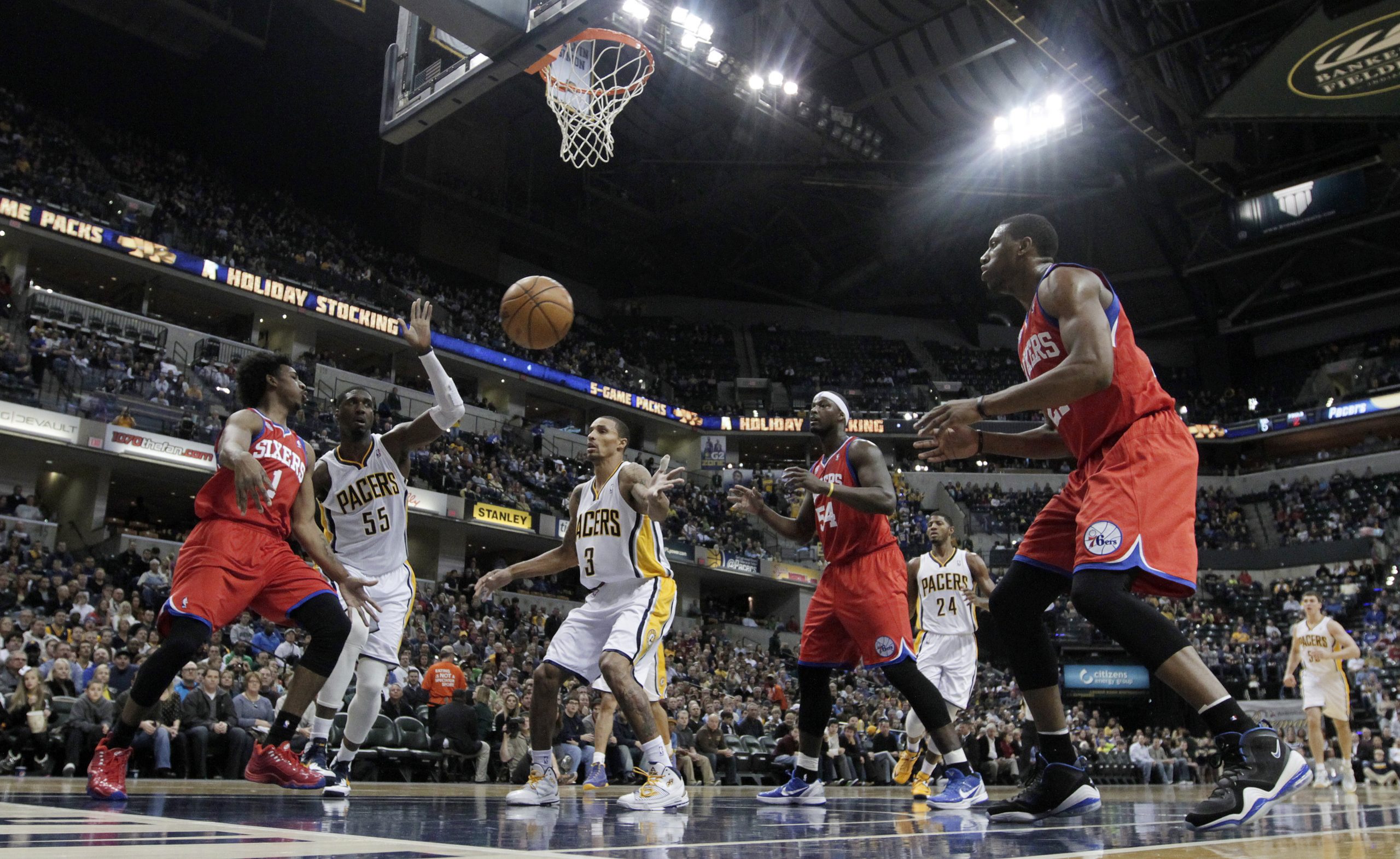 George, Hibbert, Hill lead Pacers past 76ers 95-85