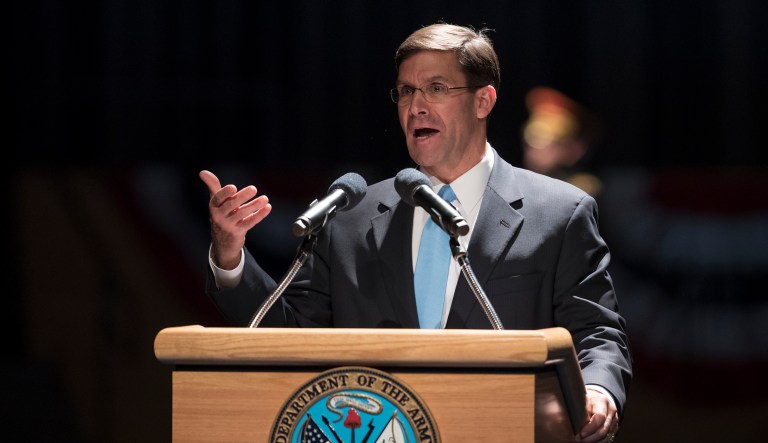 Army Secretary Mark Esper said he has been meeting with members of Congress about relaxing a Sept. 30 deadline for using its annual operations and maintenance funds, an account that is about 40 percent of the total Pentagon budget. (AP Photo/Carolyn Kaster)