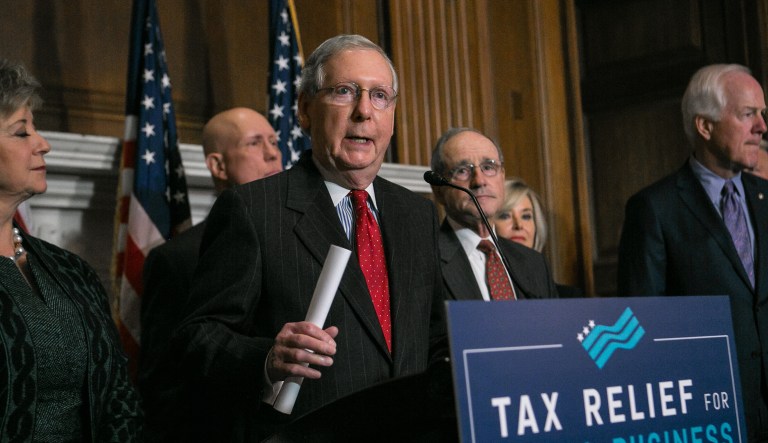 Senate Majority Leader Mitch McConnell designated four deputies to work with his rank and file as the Senate Finance Committee drafted tax reform. (Graeme Jennings/Washington Examiner)
