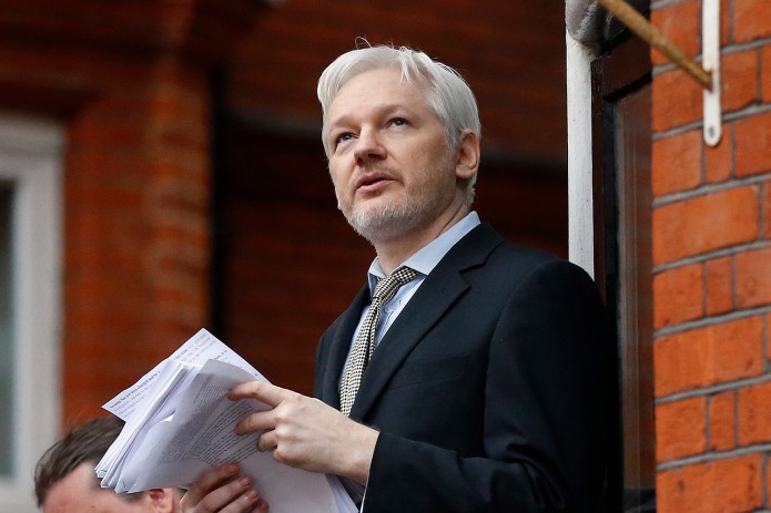 "It is frankly quite embarrassing to the reputation of the U.S. intelligence services to be putting out something that claims to be a report like that," Assange said. (AP Photo/Frank Augstein)