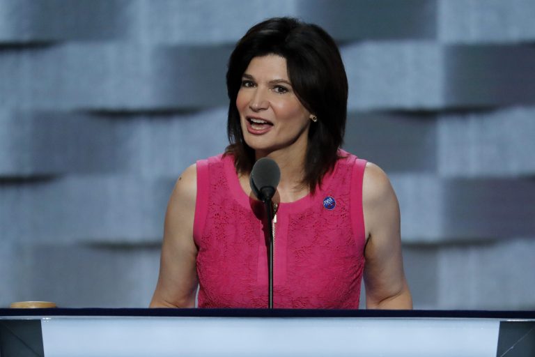 Lily Eskelsen Garcia, President of the National Education Association speaks during the first day of the Democratic National Convention in Philadelphia , Monday, July 25, 2016.