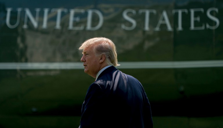 According to a new poll, President Trump's approval rating hit a new low one week after the violence in Charlottesville, Va. Fifty-three percent of the voters believe Trump did more to divide the country in the wake of the events there. (AP Photo/Andrew Harnik)