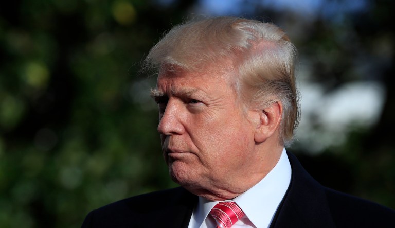 The president received his briefing while still on Capitol Hill, where he had journeyed to whip up support among Senate Republicans for the GOP tax plan. (AP Photo/Manuel Balce Ceneta)