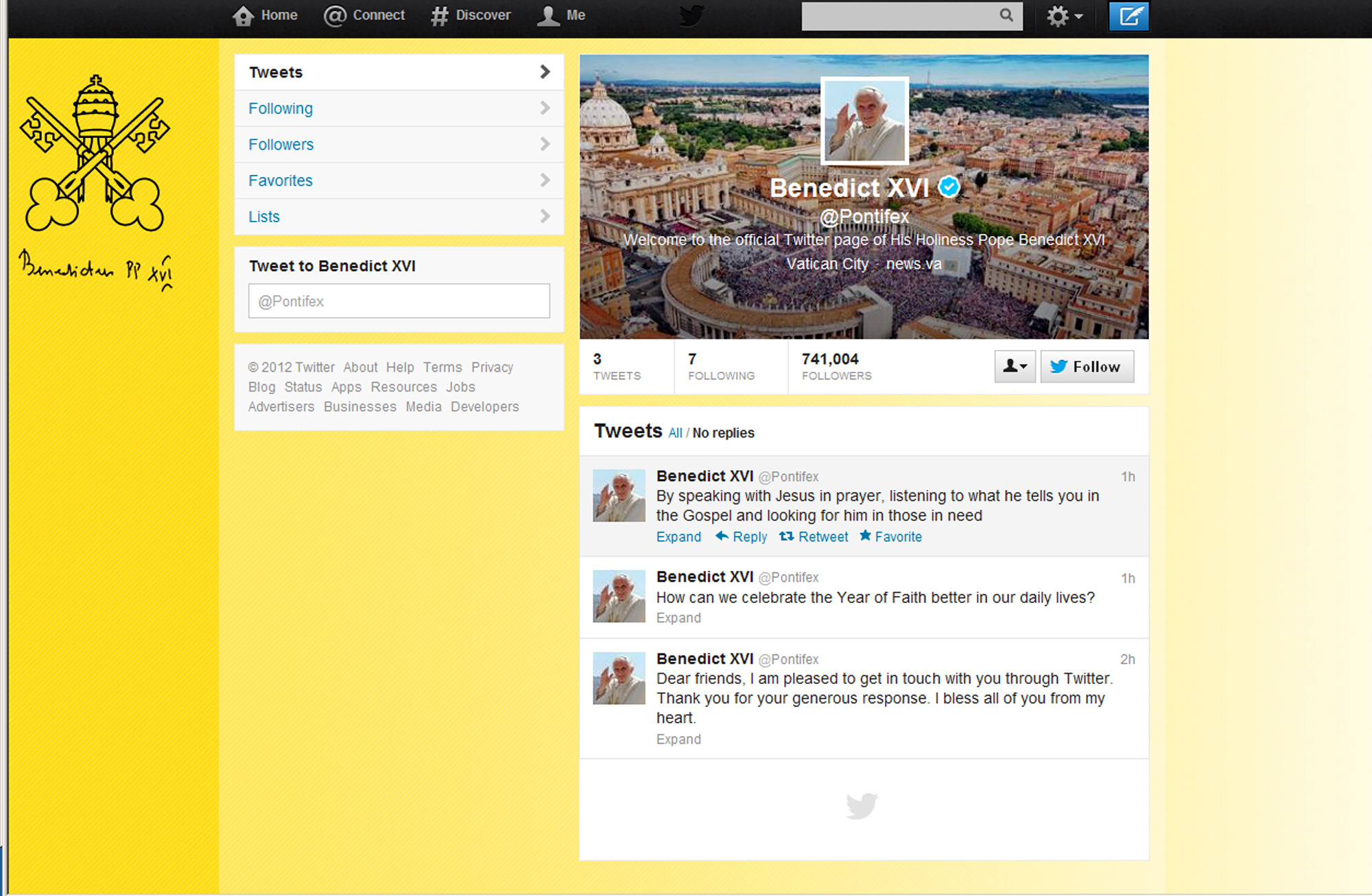 Pope hits 1M mark as he tweets: ‘Dear Friends… ‘