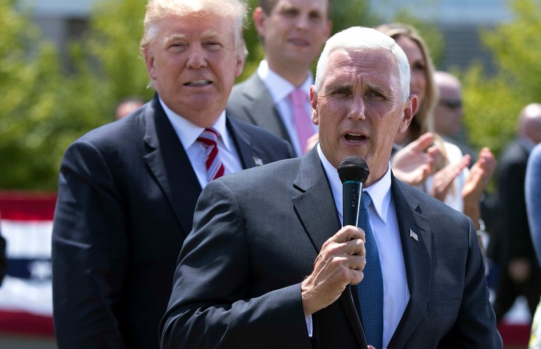 Indiana Gov. Mike Pence makes his debut as Donald Trump's vice presidential nominee Wednesday. (AP Photo/Evan Vucci)