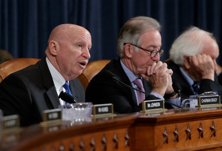 House Ways and Means Committee Chairman Rep. Kevin Brady, R-Texas, left, accompanied by Rep. Richard Neal, D-Mass., ranking member of the committee, center, and Rep. Sander Levin, D-Mich., opens the markup on the GOP's long-awaited plan to repeal and replace the Affordable Care Act, Wednesday, March 8, 2017, on Capitol Hill in Washington. (AP Photo/J. Scott Applewhite)