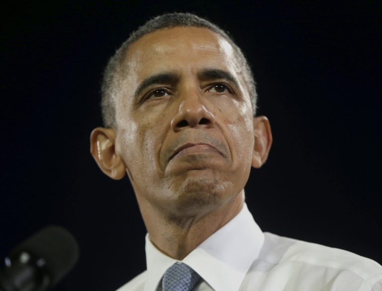 PresidentÃÂ ObamaÃÂ pausesÃÂ as he speaks about immigration reform Monday in San Francisco. (AP/Pablo Martinez Monsivais)