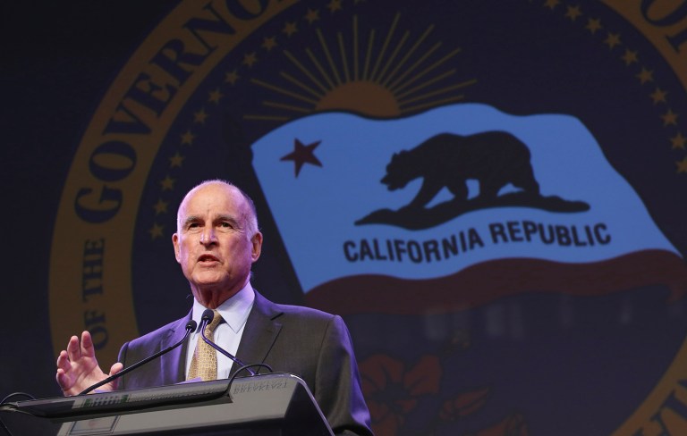 California Gov. Jerry Brown ripped Donald Trump for claiming climate change does not exist. (AP Photo/Rich Pedroncelli, File)