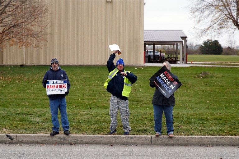 If GOP picks winners and losers, they need to explain why Trump ignored the factory down the road from Carrier.(AP Photo/Evan Vucci)