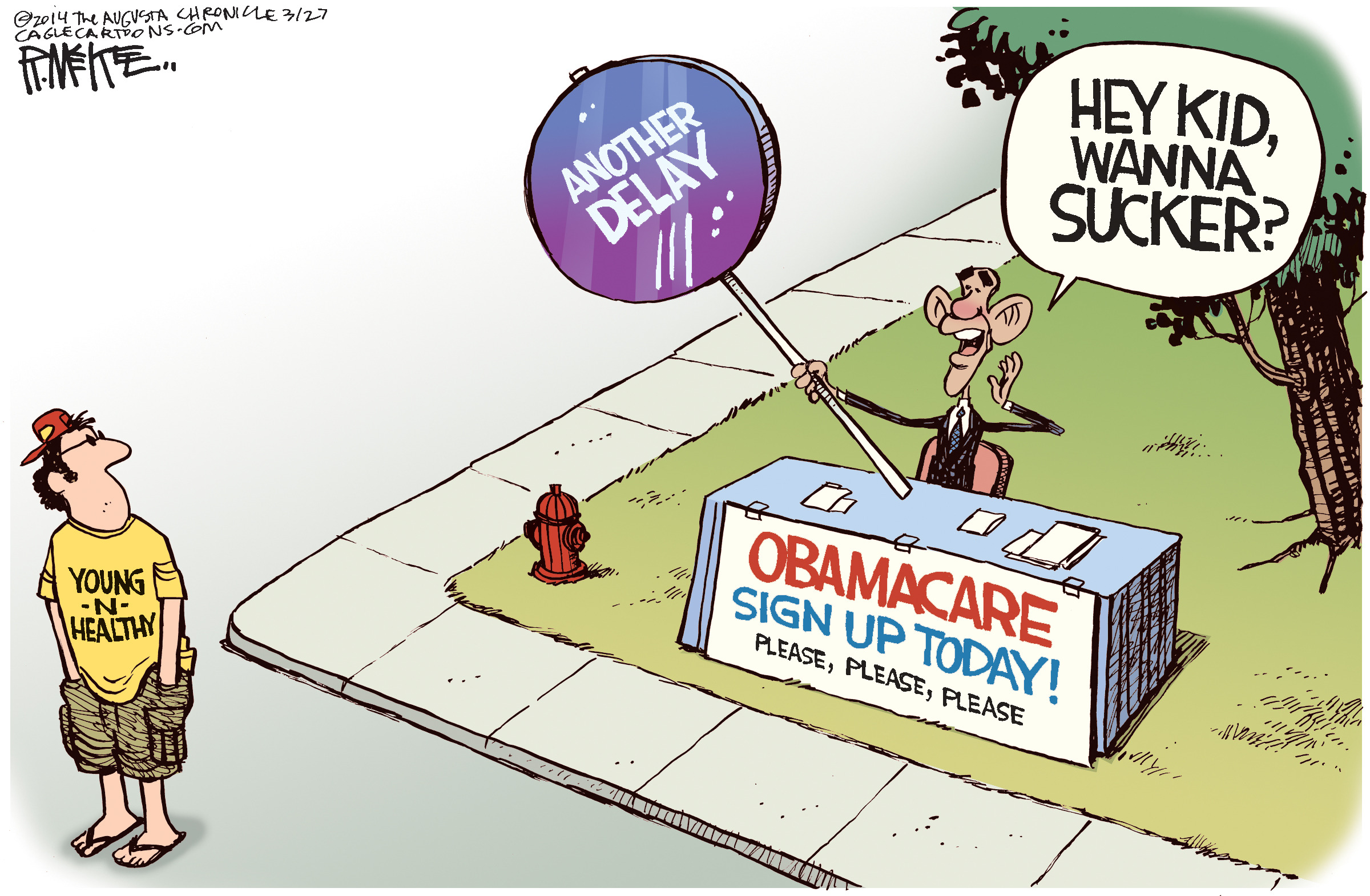 Editorial cartoon: Wanna sucker?
