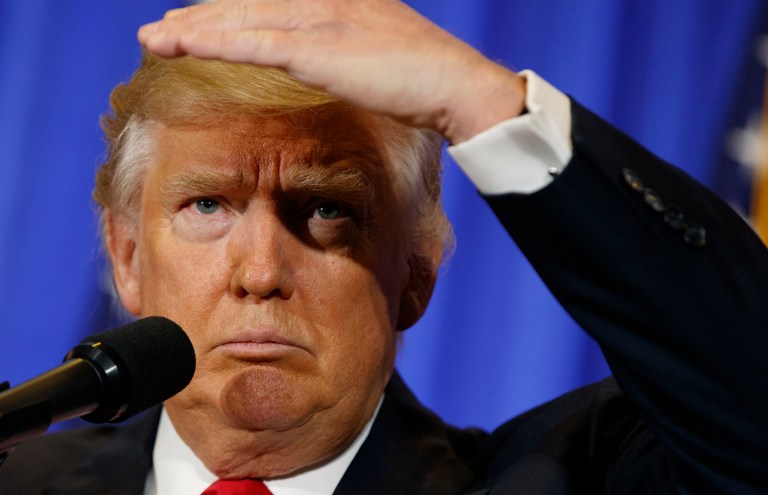 During his Jan. 11 press conference at Trump Tower, Trump said his plan to separate himself from his company included a provision that would require his hotels to donate foreign hotel profits to the U.S. Treasury. (AP Photo/Evan Vucci)