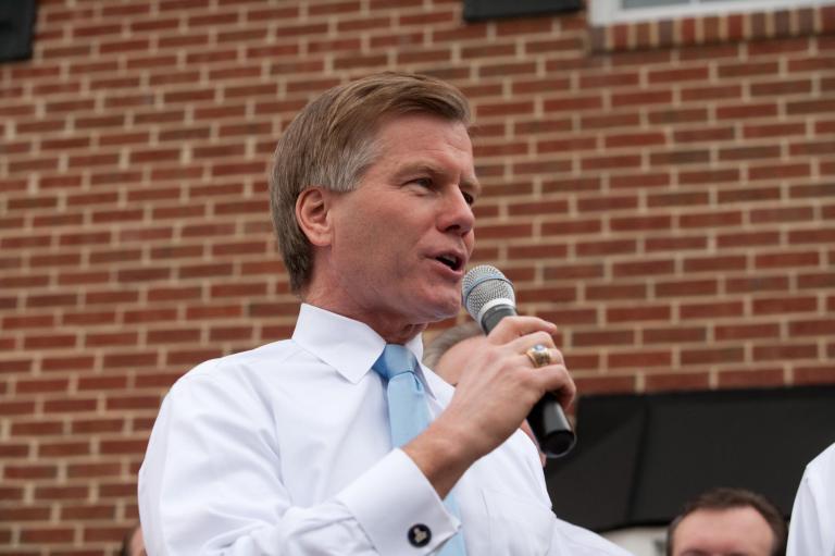 Governor of Virginia, Bob McDonnell, speaks in front of the 