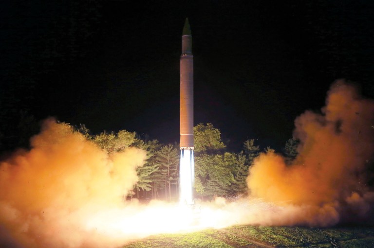 This Friday, July 28, 2017, photo distributed by the North Korean government on Saturday, July 29, 2017, shows what was said to be the launch of a Hwasong-14 intercontinental ballistic missile at an undisclosed location in North Korea. The clear message after Friday's late-night test, the second in a month of a missile that may be able to reach most of the U.S. mainland: Get used to this _ it's the new normal. (Korean Central News Agency/Korea News Service via AP)