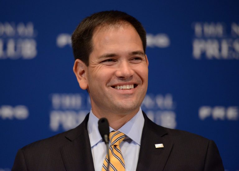 Sen. Marco Rubio, R-Fla. smiles during a luncheon program at the National Press Club in Washington on May 13. (AP/Molly Riley)