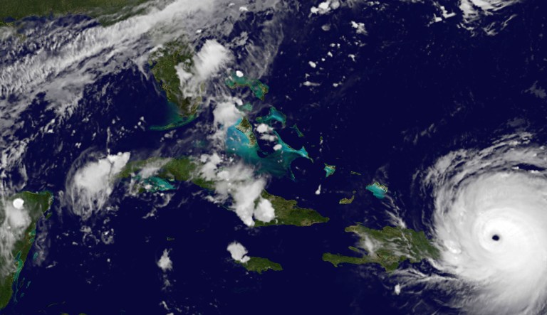 A decade-long lucky streak of decent weather that helped rescue one of Florida's biggest home insurers from collapse could come to a wet, violent end if predictions about Hurricane Irma prove true. (NASA/NOAA GOES Project via AP)