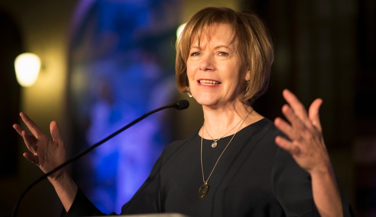 Minnesota governor announced Wednesday that Lt. Gov. Tina Smith will replace Al Franken in the U.S. Senate, nearly a week after Franken announced his plan to resign over allegations of sexual misconduct. (Aaron Lavinsky/Star Tribune via AP, File)