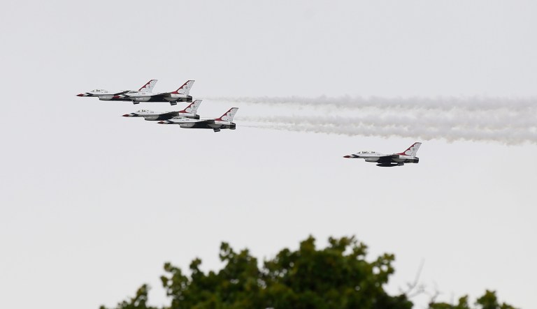 No injuries were immediately reported as emergency responders were working to extricate the two occupants inside the aircraft. (AP Photo/Sue Ogrocki)