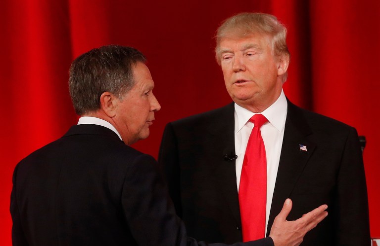 GOP front-runner hits Ohio governor at home. (AP Photo/John Bazemore)