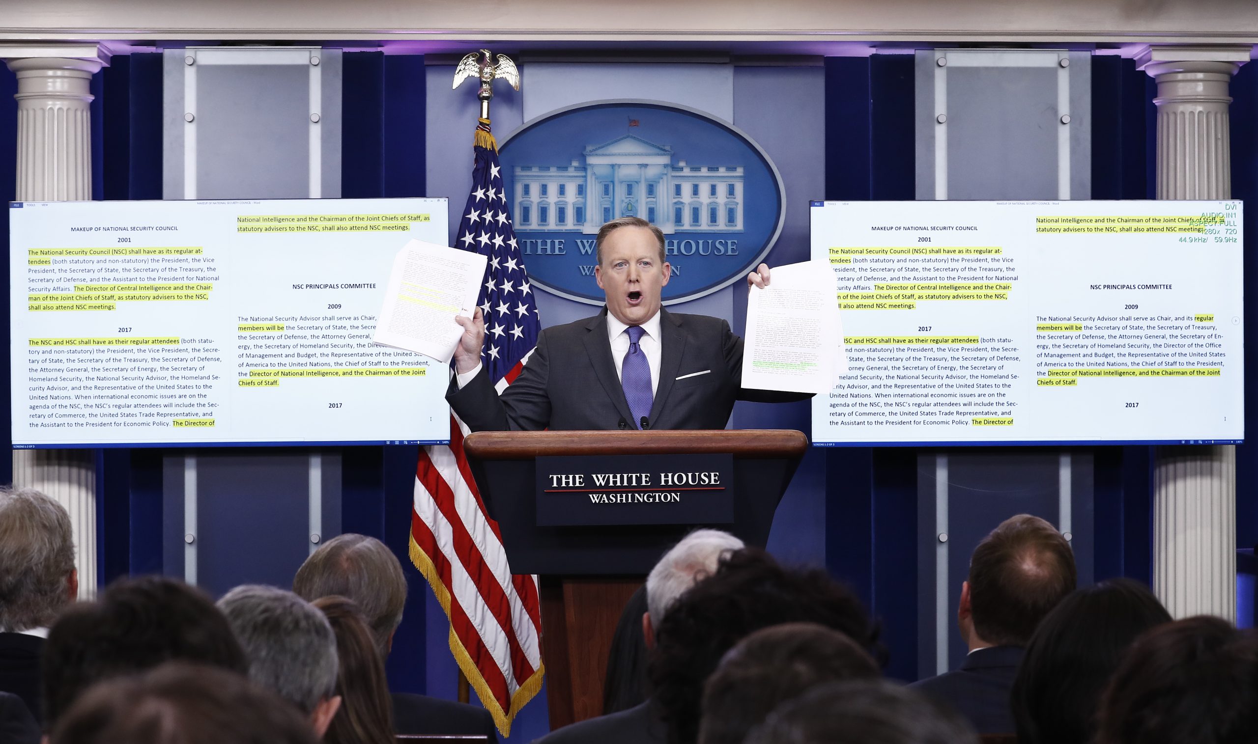 Spicer: Report that Joint Chiefs, DNI downgraded at NSC ‘utter nonsense’