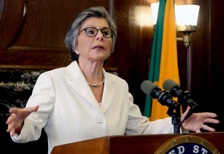 U.S. Sen. Barbara Boxer D-Calif., speaks during news conference in Los Angeles on Friday, Aug. 22, 2014. Boxer condemned the Islamic State as  
