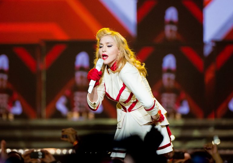 PHILADELPHIA, PA - AUGUST 28: Madonna performs at the MDNA North America Tour Opener at the Wells Fargo Center August 28, 2012 in Philadelphia, Pennsylvania. (Photo by Jeff Fusco/Getty Images)