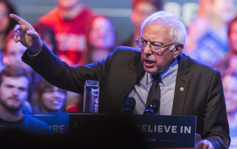 Democratic presidential candidate, Sen. Bernie Sanders, I-Vt., had a monster March when it comes to raising money, and took in $44 million from small donors. (AP Photo/Andy Manis)