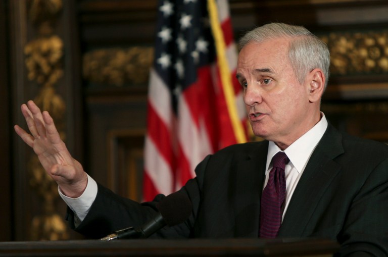 Gov. Mark Dayton has substantially more money in reserve than six GOP challengers combined, but some of those rivals kept up with the Democrat in fundraising from January through March. (AP Photo/The Star Tribune, Elizabeth Flores)