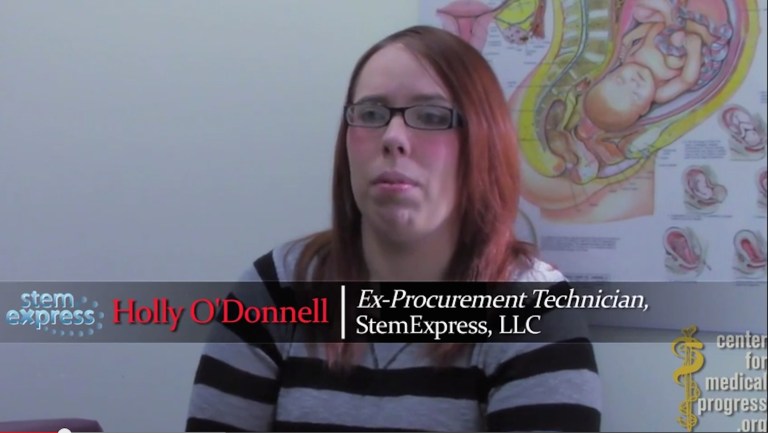 Holly O'Donnell is a former technician for California-based Stem Express, shown in the third video recently released by theÂ anti-abortion group Center for Medical Progress. (Screenshot)