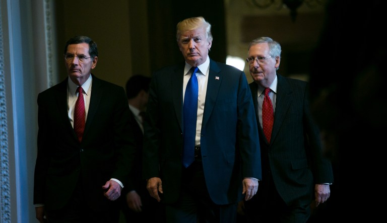 Sens. Ron Johnson, R-Wis., Steve Daines, R-Montana, John McCain, R-Ariz., Jeff Flake, R-Ariz., and Susan Collins, R-Maine, are among the Senate lawmakers not yet committed to supporting the bill. (Graeme Jennings/Washington Examiner)