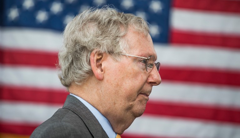 Conservative group's CEO says McConnell's suggestion of working with Democrats to bail out Obamacare would make passing legislation harder. (Austin Anthony/Daily News via AP)