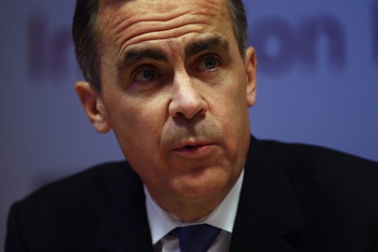 Bank of England Governor Mark Carney speaks during the bank's inflation report news conference in London, England, on Wednesday Feb. 12, 2014. Bank of England Governor Mark Carney sought Wednesday to assure homebuyers and businesses that U.K. interest rates won't rise any time soon because the economic recovery is still fragile. (AP Photo/Dan Kitwood, Pool)