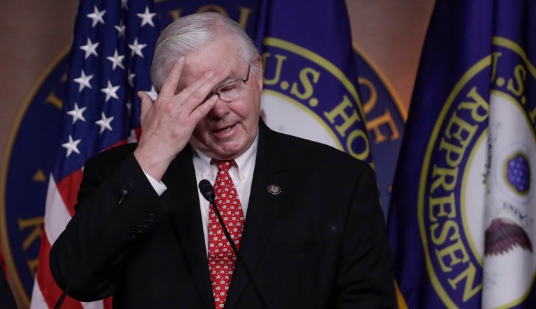 Rep. Joe Barton, R-Texas, right, announced Thursday he plans to retire from the House of Representatives and will not seek re-elections. Barton's decision comes after an image of a naked man resembling the congressman was shared on social media last week. (AP Photo/J. Scott Applewhite)